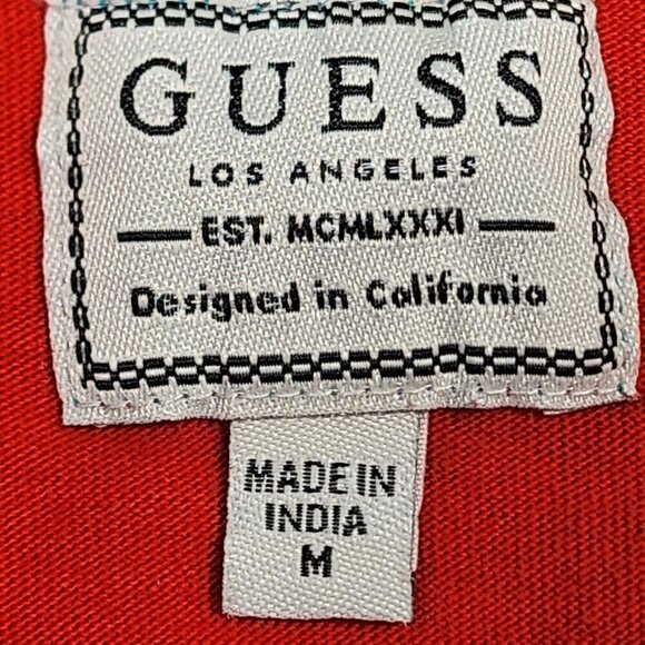 Guess Logo Orange/Green Striped T-Shirt, Men's Medium - Picture 6 of 11